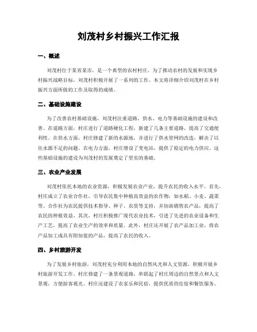 刘茂村乡村振兴工作汇报