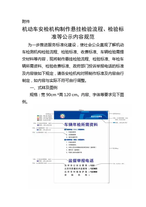 机动车安检机构制作悬挂检验流程、验车提示等公示内容规范
