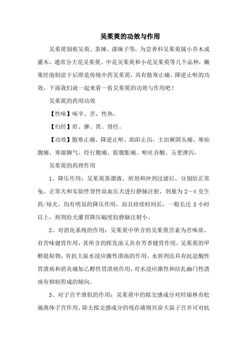 吴茱萸的功效与作用