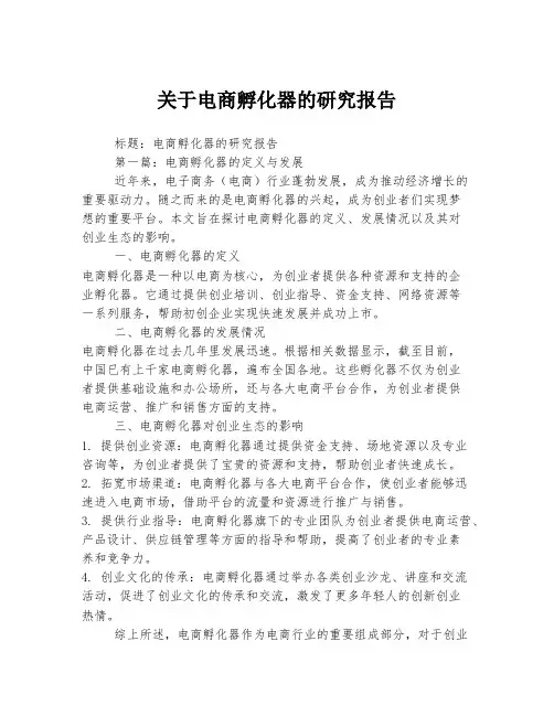 关于电商孵化器的研究报告