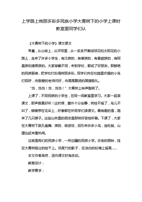 上学路上绚丽多彩多民族小学大青树下的小学上课时教室里同学们认