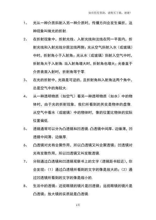 “光的折射透镜”知识梳理