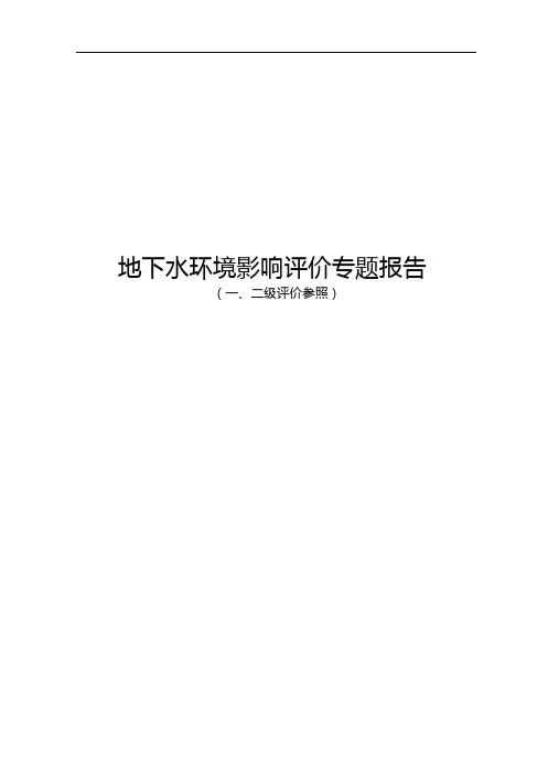 地下水环境影响评价专题报告(一、二级)