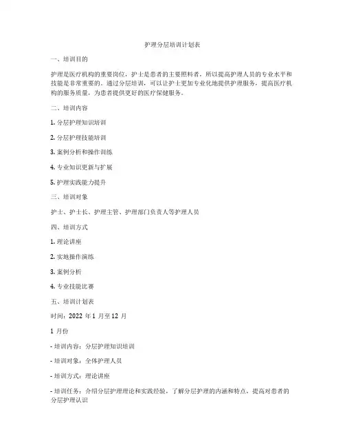 护理分层培训计划表