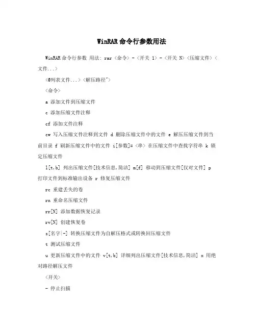 WinRAR命令行参数用法