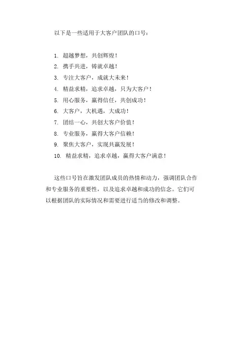 大客户团队口号