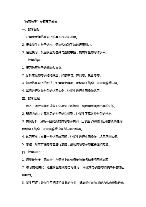 “仿写句子”专题复习教案