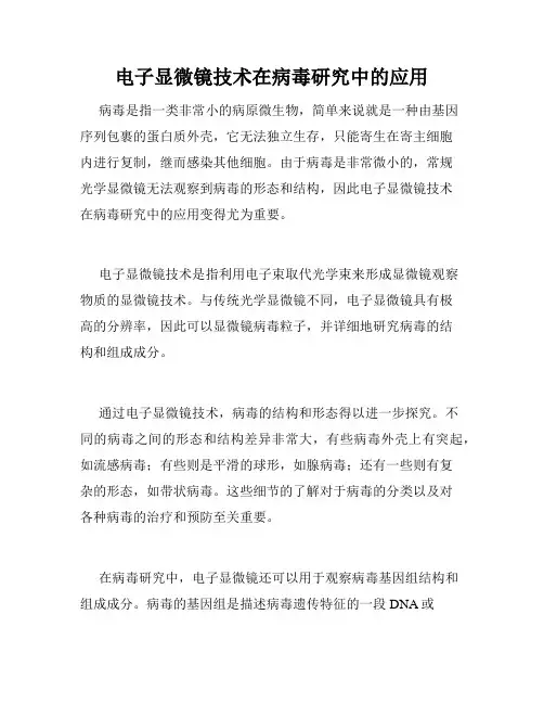 电子显微镜技术在病毒研究中的应用
