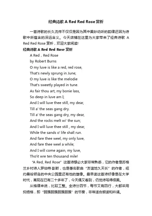 经典诗歌ARedRedRose赏析