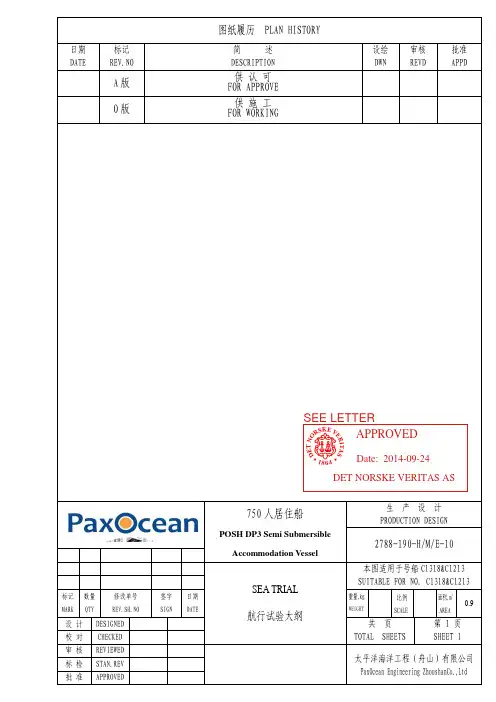 海工船舶航行试验大纲Sea Trial of Machinery part _APPR