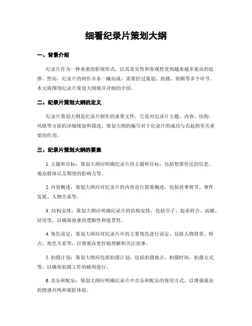 细看纪录片策划大纲