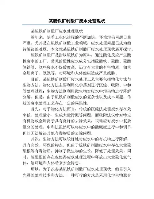 某硫铁矿制酸厂废水处理现状
