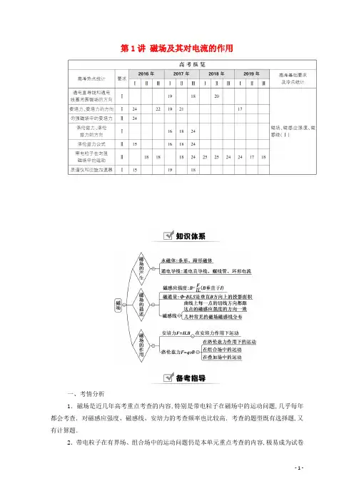 高考物理一轮复习第九单元第1讲磁场及其对电流的作用学案新人教版