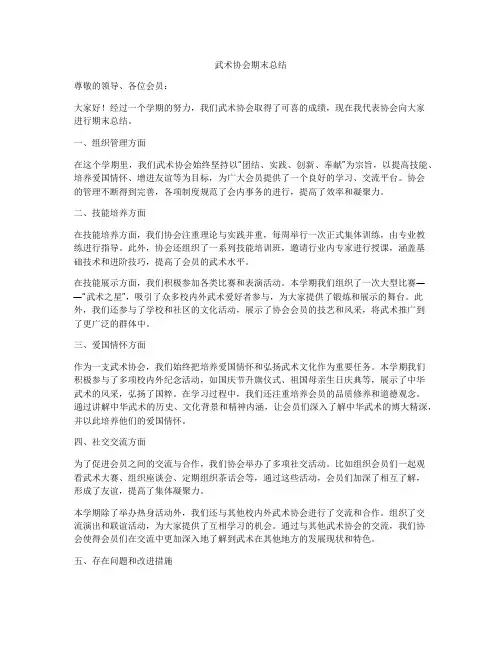 武术协会期末总结