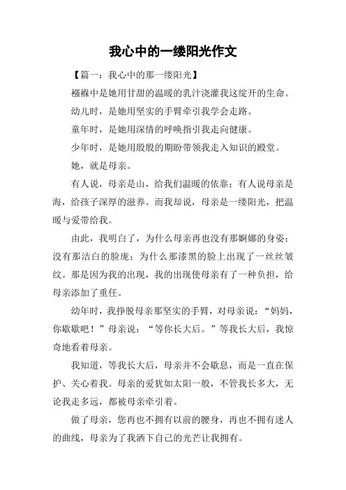 我心中的一缕阳光作文