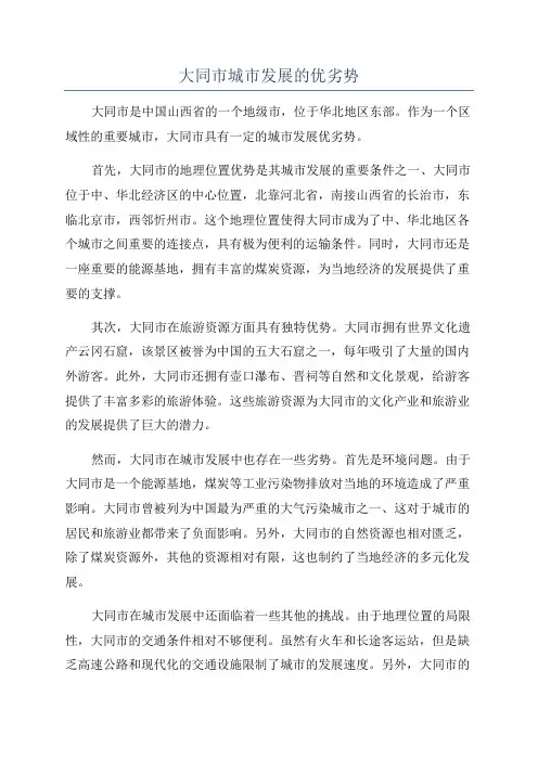 大同市城市发展的优劣势