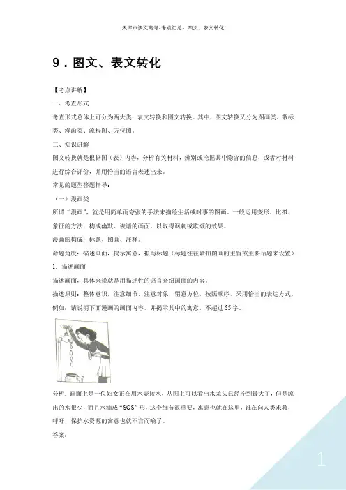天津市语文高考-考点汇总- 图文、表文转化