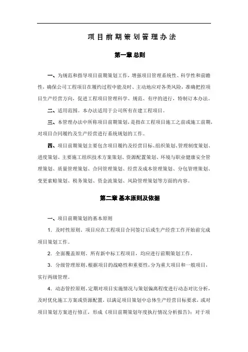 项目前期策划管理办法