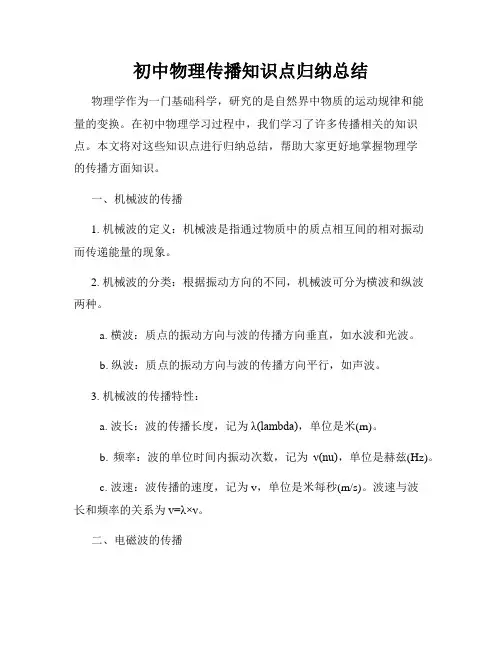 初中物理传播知识点归纳总结