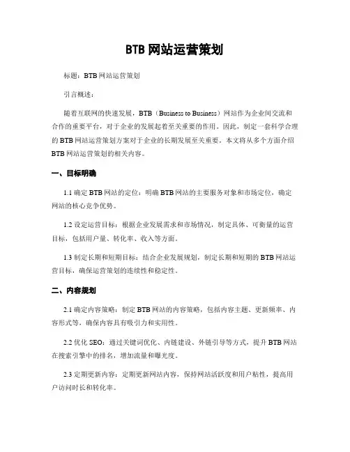 BTB网站运营策划