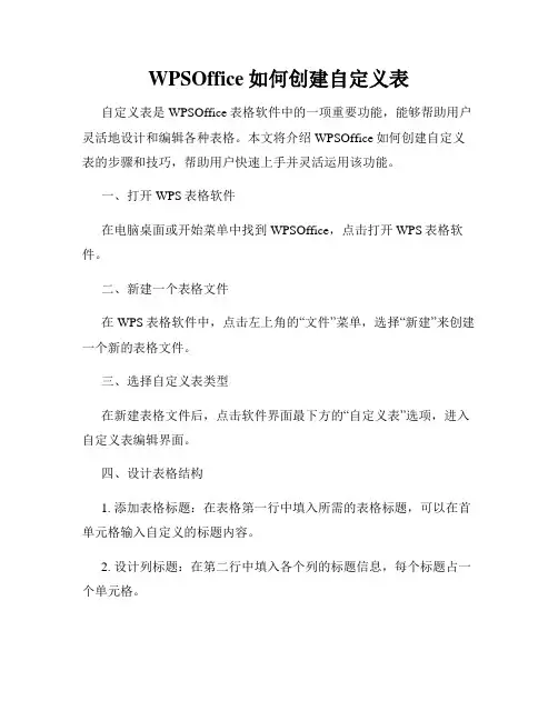 WPSOffice如何创建自定义表