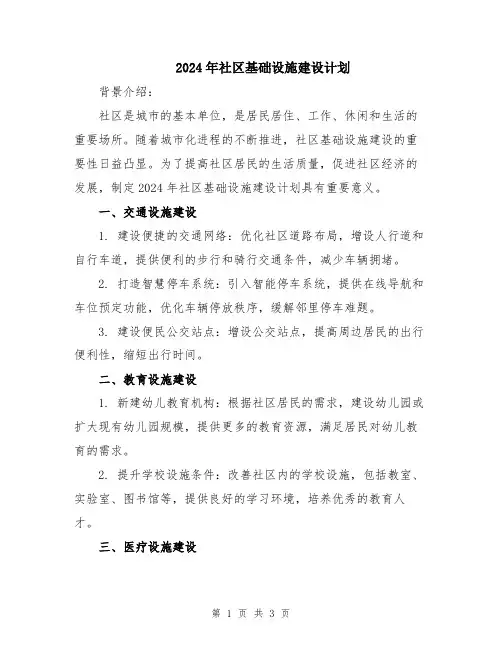 2024年社区基础设施建设计划