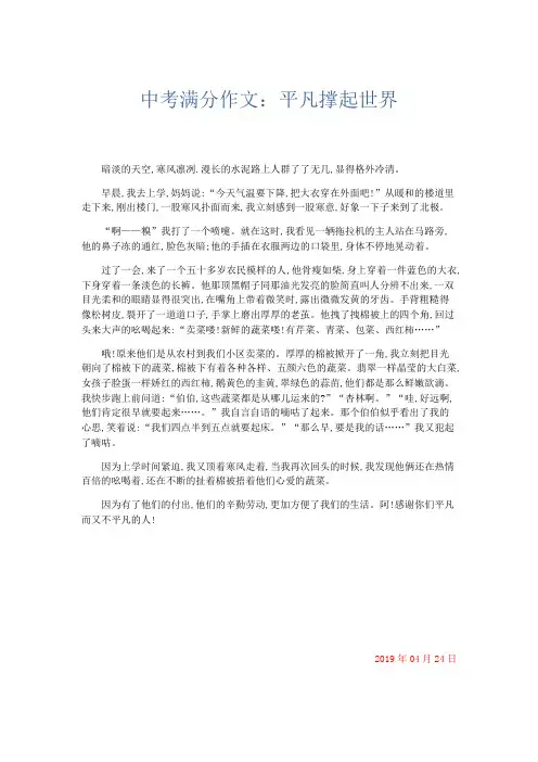 初中作文 中考满分作文：平凡撑起世界-精品