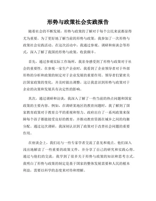 形势与政策社会实践报告