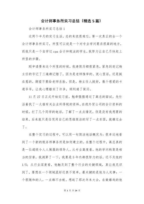 会计师事务所实习总结(精选5篇)