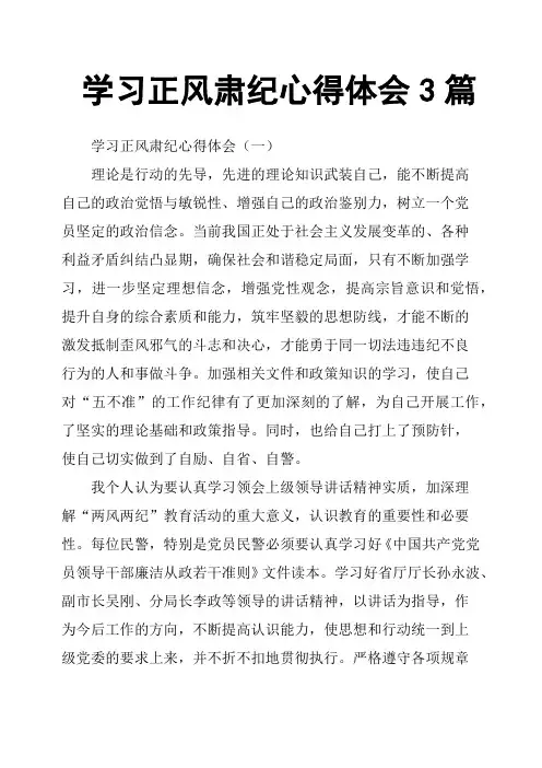 学习正风肃纪心得体会3篇
