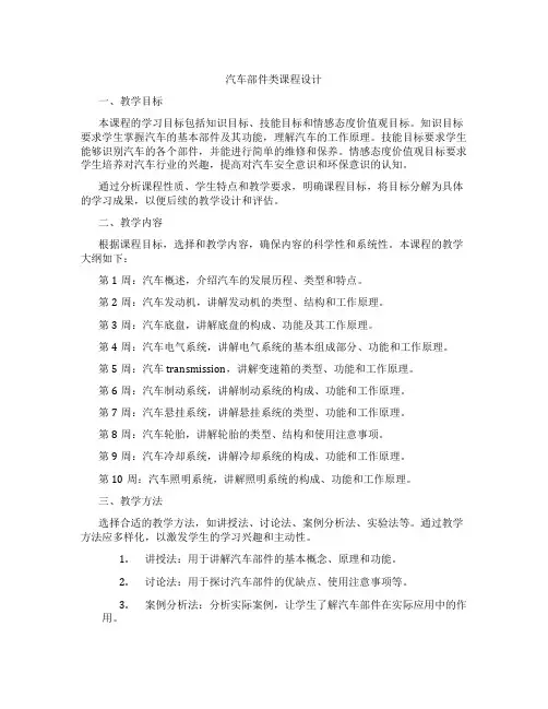 汽车部件类课程设计