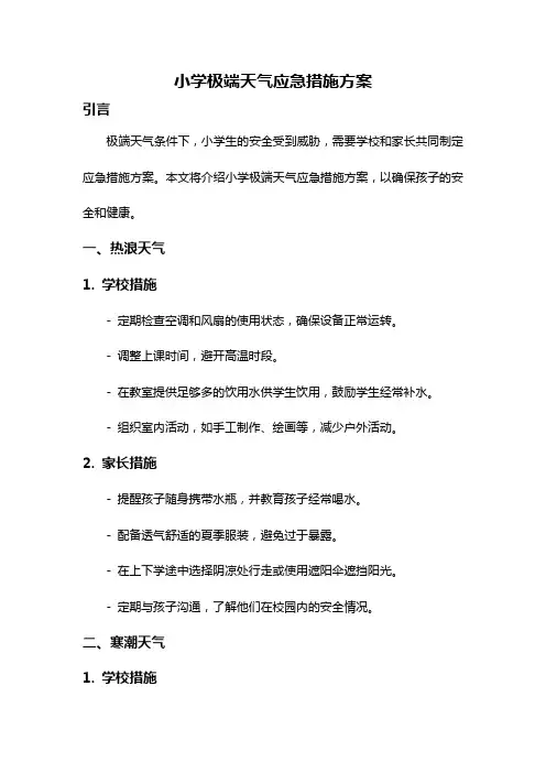 小学极端天气应急措施方案