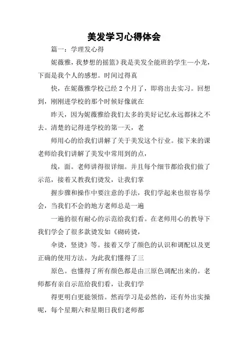美发学习心得体会[学习资料]