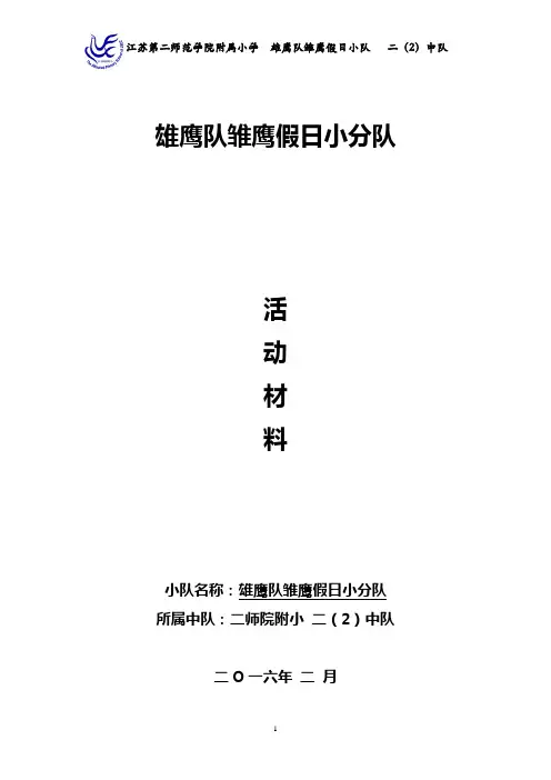 雄鹰队雏鹰假日小队目录表.