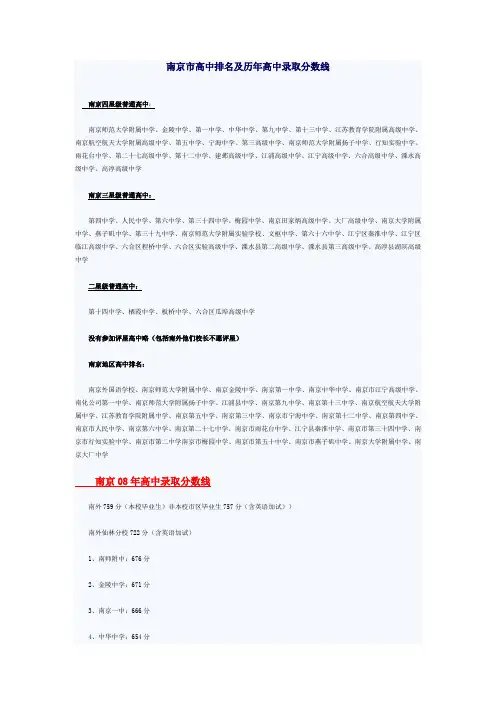 南京四星级高中一览