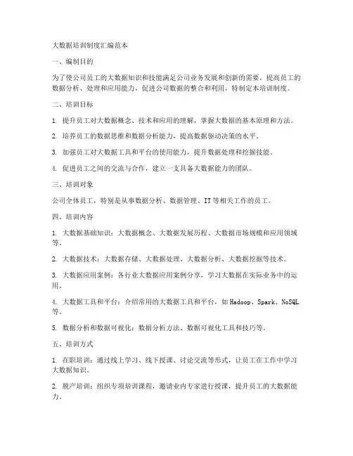大数据培训制度汇编范本
