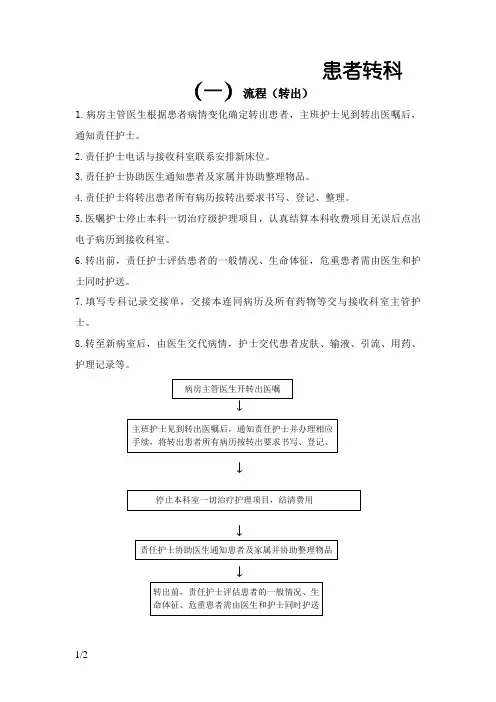 住院患者转科流程