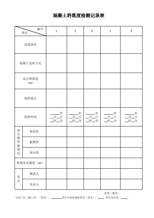 59-60混凝土坍落度检测记录表