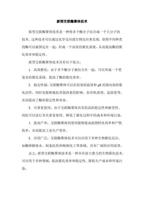 新型交联酶聚体技术