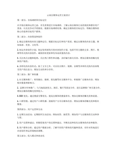 云南自媒体运营方案设计