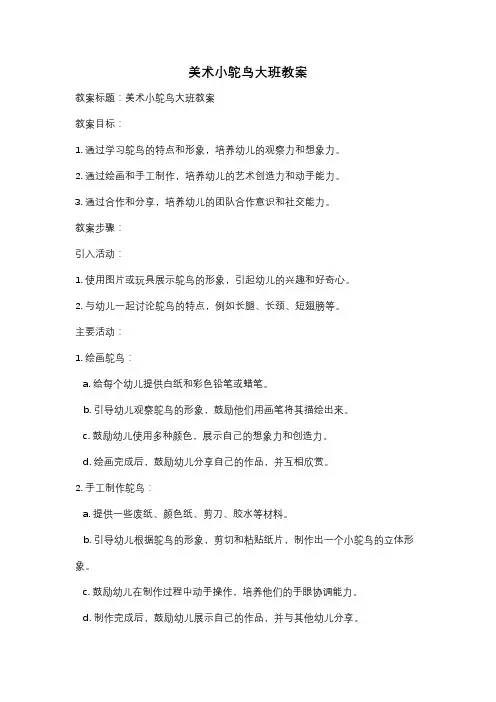 美术小鸵鸟大班教案