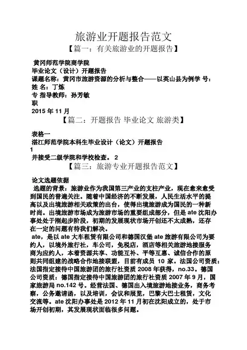 工作报告之旅游业开题报告范文
