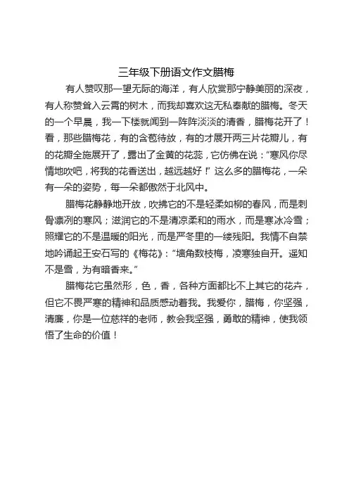三年级下册语文作文腊梅