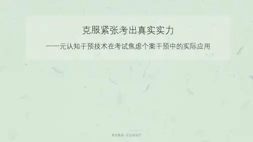 考试焦虑-元认知治疗课件