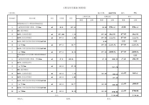 公路工程支付月报表