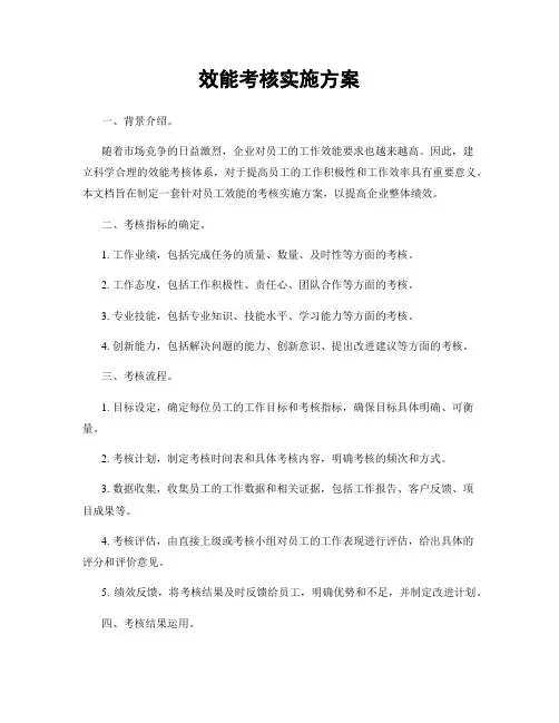 效能考核实施方案