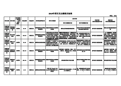 项目支出绩效目标表
