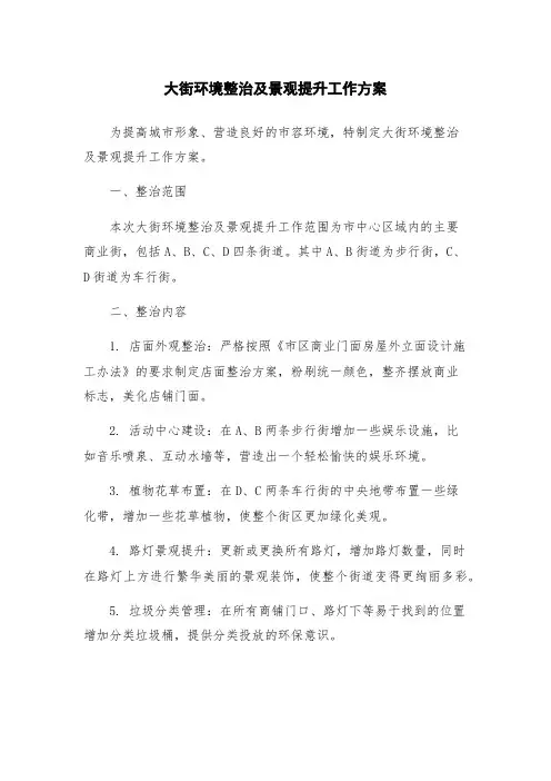 大街环境整治及景观提升工作方案