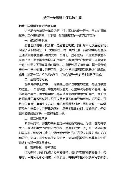 培智一年级班主任总结4篇