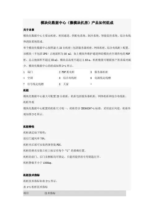 1微模块机柜(模块化机房)方案规划设计